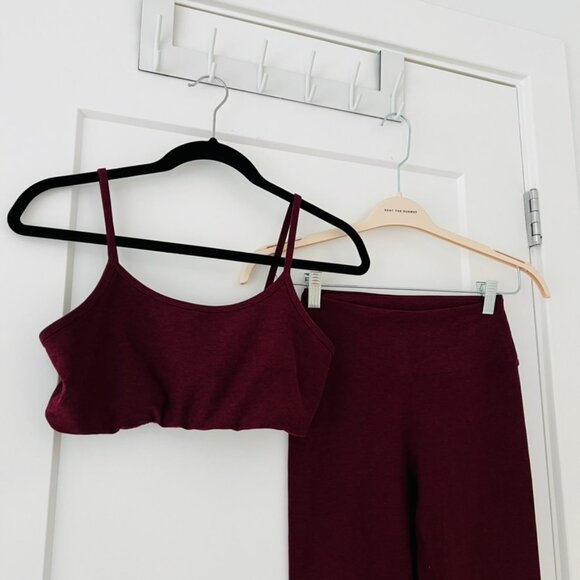 Year of Ours, Burgundy Marl Sports Bra & Legging Set (Small leggings, Medium bra - Picture 5 of 6